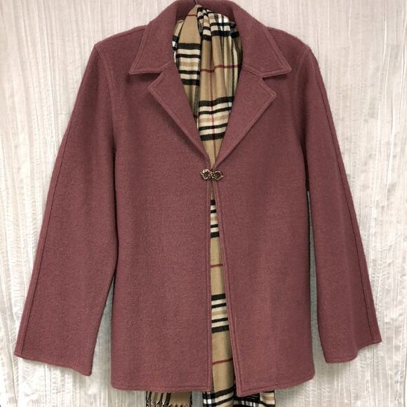 Alfred Dunner M Wool Overcoat Light Jacket in Raspberry Smoothie Pink - Picture 1 of 13